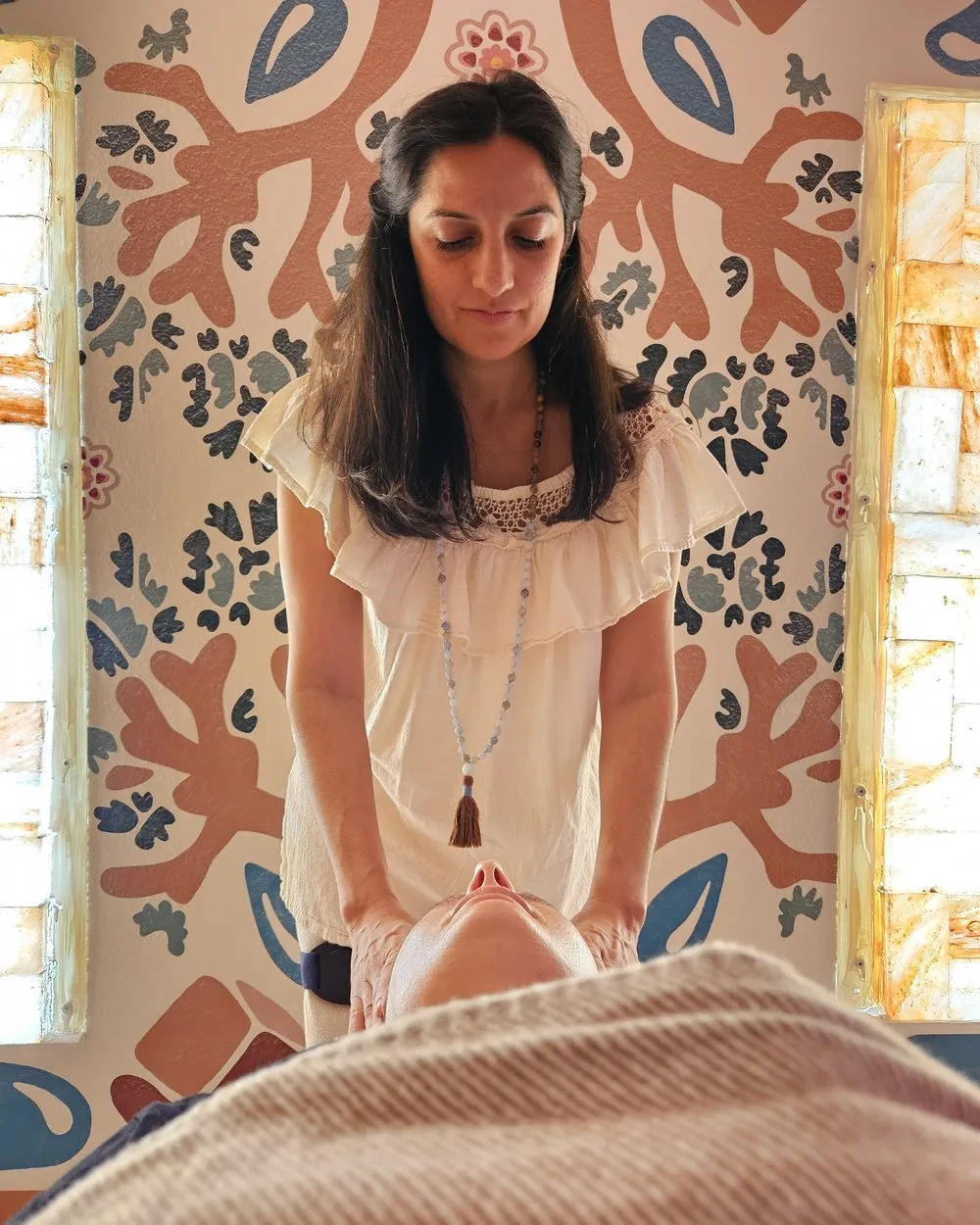 Jarin guiding a sound healing session